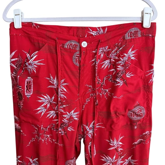 Vintage LUCKY BRAND Lucky Beach Red Hula Lounge Pants – Tropical Bamboo Print L - Picture 2 of 13